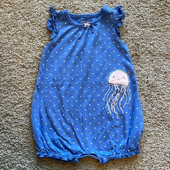 Polka Dot Onesie with Jellyfish & Ruffle Sleeves - Picture 1 of 3